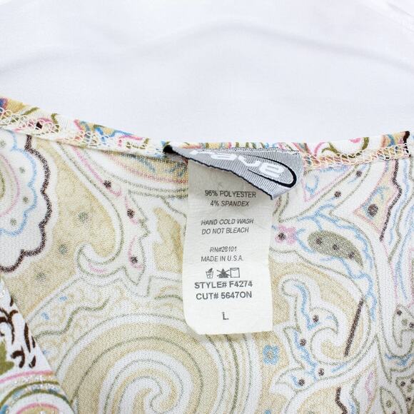 RAVE Vintage 2000's Tan Paisley Floral Ruched Short Sleeve Scrunchy Top - Picture 4 of 7